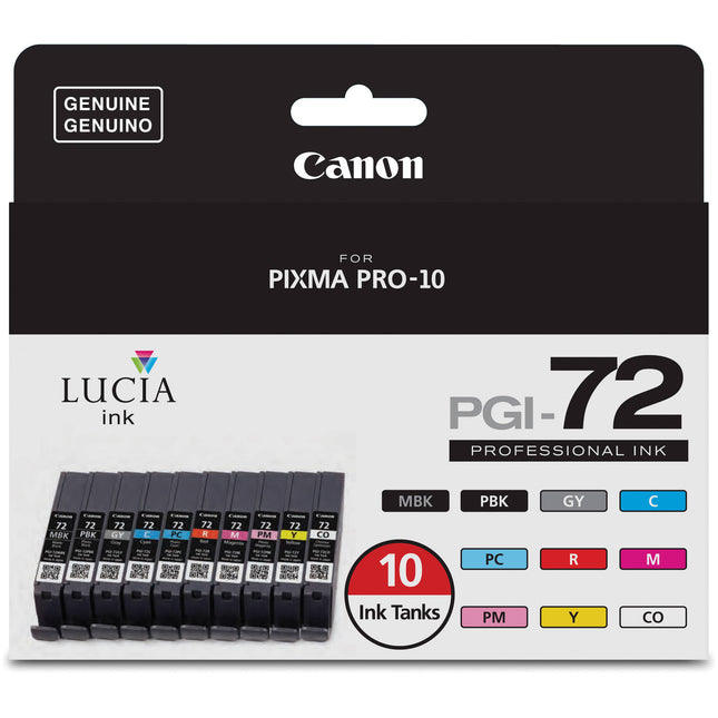 Canon LUCIA PGI-72 Pack de 10 Tintas para Impresora PIXMA PRO-10
