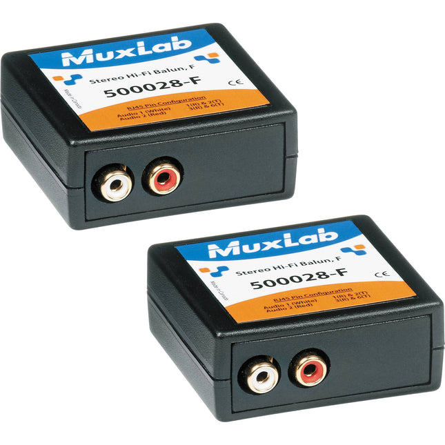 MuxLab 500028-F-2PK Balun estéreo Hi-Fi Pack de 2 transmite 5000 pies rango completo