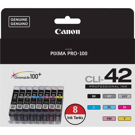 Canon CLI-42 Pack de Tinta Ocho Colores para Impresora PIXMA PRO-100 inalámbrica