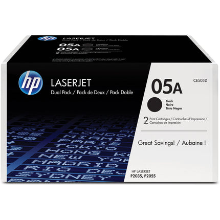HP 05A Cartucho de tóner negro para impresora láser P2035 P2055 Dual Pack