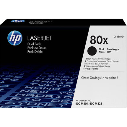HP 80X Cartucho de tóner negro láser para impresoras LaserJet Pro 400 M425dn M401dw Dual Pack