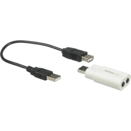 StarTech Adaptador USB a Audio Estéreo con 2 Conectores 1 8 mm y Cable Extensor 23 cm