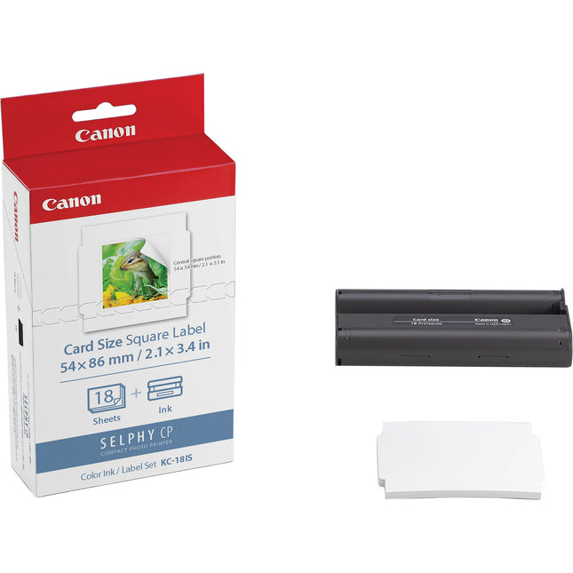 Canon KC-18IS Pack de tinta y etiquetas tamaño tarjeta 2.1 x 3.4 pulgadas 18 hojas adhesivas