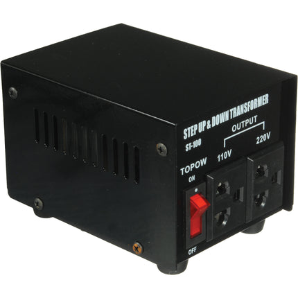 TOPOW ST-100 Transformador 100W Convertidor Voltaje con Adaptador US y Fusible Extra