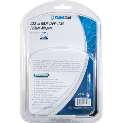 C2G Cable Adaptador USB a DB25 IEEE-1284 Paralelo para Impresora 1.8m
