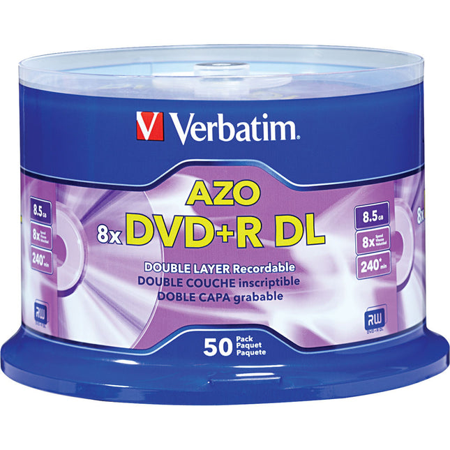 Verbatim DVD+R Doble Capa 8.5GB 8x Disco Grabable Paquete 50 unidades