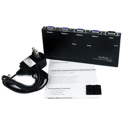StarTech Splitter VGA 4 puertos alta resolución 2048 x 1536 350 MHz negro