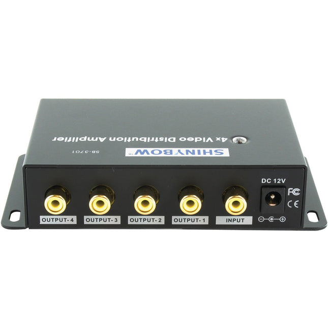 Shinybow SB-3701RCA Amplificador de Video Compuesto 1 a 4 Salidas 320 MHz Metal