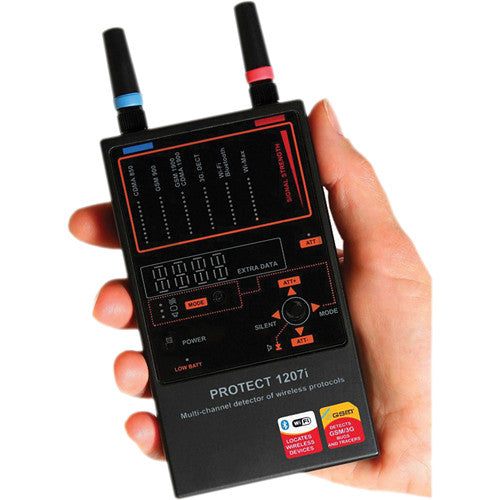 KJB Security Products Detector Multicanal para Protocolos Inalámbricos Alcance 30 Pies Detecta GSM CDMA 3G 4G Bluetooth WiFi
