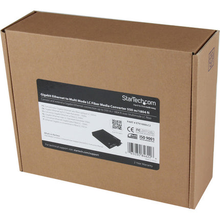 StarTech Conversor de Medios de Fibra Multimodo Gigabit 1000 Mb/s con Conector LC Negro