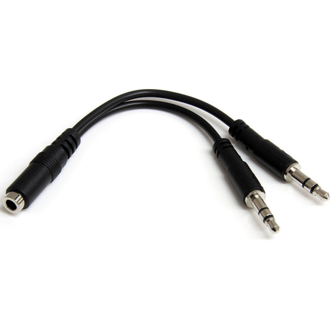 StarTech Cable adaptador estéreo 3.5mm TRRS a 2 TRS 5.1 pulgadas para auriculares 4 polos