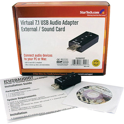StarTech Virtual 7.1 Adaptador de Audio USB 2.0 con Micrófono y Volumen