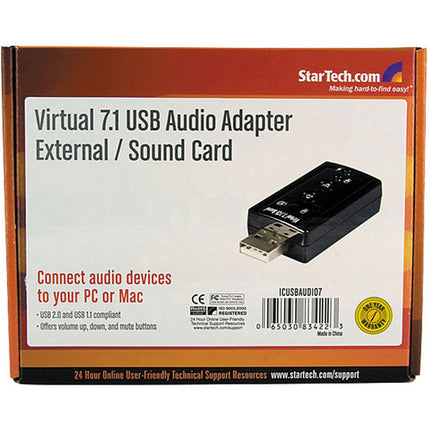 StarTech Virtual 7.1 Adaptador de Audio USB 2.0 con Micrófono y Volumen