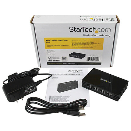 StarTech Hub USB 2.0 compacto 4 puertos velocidad 480 Mb/s negro