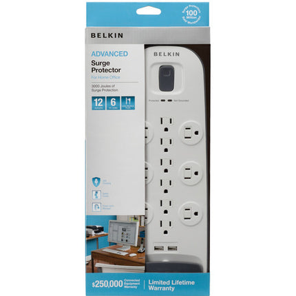 Belkin BV112050-06 protector de sobretensión 12 tomas 3996 joules USB blanco