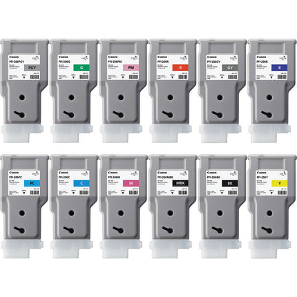 Canon PFI-206 Kit de tinta 12 colores para impresoras iPF6400 y iPF6450 300 ml