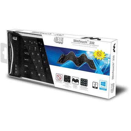 Adesso Teclado Flexible Antimicrobiano Waterproof 120 Teclas Silicona