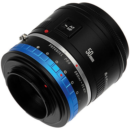 FotodioX Adaptador de Objetivo Canon EF con Iris Integrado para Fujifilm X-Mount Acabado Acero Inoxidable