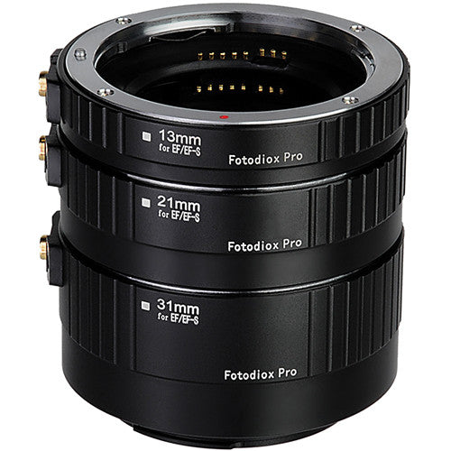 FotodioX Pro Kit de Tubos de Extensión Macro Automático 13mm 21mm 31mm para Canon EF y EF-S