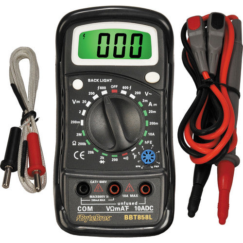 Byte Brothers BBT858L Multímetro Digital Precisión con Sonda Temperatura y LCD Retroiluminado