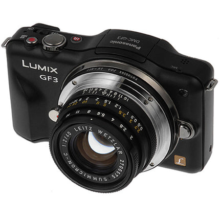 Adaptador de Montura FotodioX Leica M Pro para Cámaras Micro Cuatro Tercios Acabado Acero Inoxidable