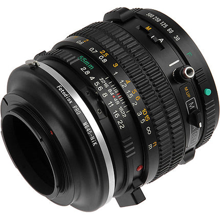 FotodioX Pro Adaptador de Montura para Lente Mamiya 645 a Nikon F con Enfoque Infinito y Acabado en Latón