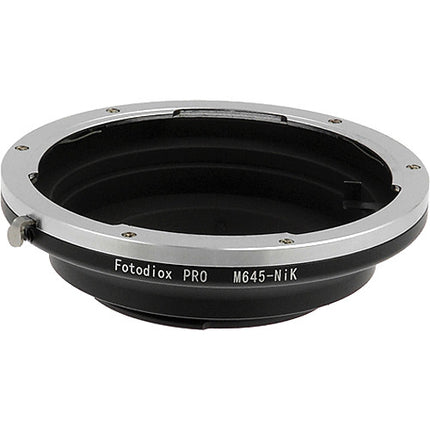 FotodioX Pro Adaptador de Montura para Lente Mamiya 645 a Nikon F con Enfoque Infinito y Acabado en Latón