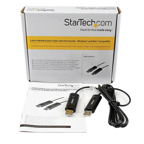StarTech Cable conmutador USB para teclado y ratón 2 puertos 1.8 m negro
