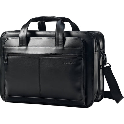 Samsonite Maletín de Negocios Expandible de Cuero Negro para Laptop 156 pulgadas con Correa Removible