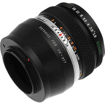 Adaptador de Objetivo FotodioX Olympus OM Pro para Cámaras Micro Cuatro Tercios Acabado Acero Inoxidable