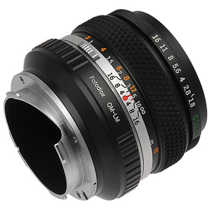Adaptador de objetivo FotodioX Olympus OM Pro con control de iris integrado para cámaras Leica M montura latón y acero inoxidable enfoque infinito