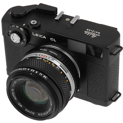 Adaptador de objetivo FotodioX Olympus OM Pro con control de iris integrado para cámaras Leica M montura latón y acero inoxidable enfoque infinito