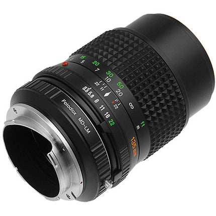 FotodioX Minolta MD MC Adaptador de Lentes con Control de Iris Integrado para Cámaras Leica Montura M Acabado en Acero Inoxidable