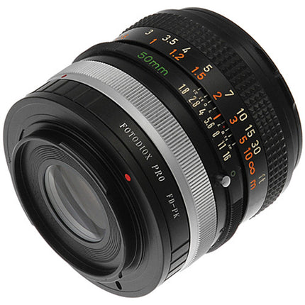 FotodioX Pro Adaptador Montura para Canon FD a Pentax K con corrección 1.4x y acabado acero inoxidable