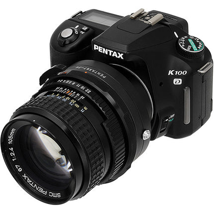 FotodioX Pro Adaptador de Montura para Lente Pentax 67 a Cámara Pentax K con Corrección 1.4x Multicapa y Montura para Trípode
