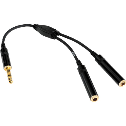 Kopul Stereo 1/4" Y Cable Audio con Conectores de Metal Oro 9" Largo