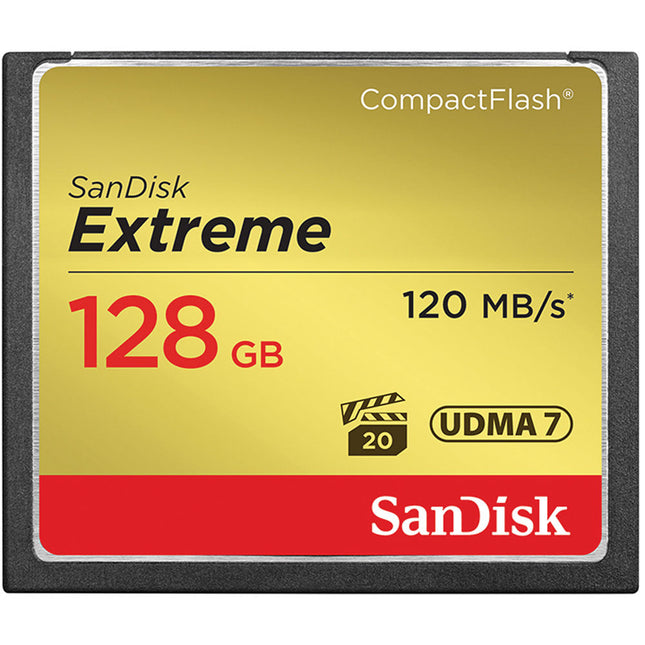 SanDisk 128GB Extreme Tarjeta de Memoria CompactFlash 120MB/s lectura 85MB/s escritura