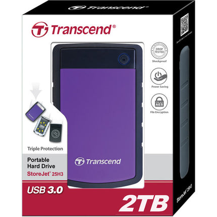Transcend 2TB StoreJet 25H3 Disco Duro Externo USB 3.0 Protección AES