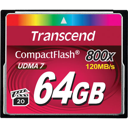 Transcend 64GB 800x Tarjeta de Memoria CompactFlash UDMA 7 120MBs lectura