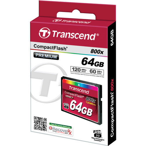 Transcend 64GB 800x Tarjeta de Memoria CompactFlash UDMA 7 120MBs lectura