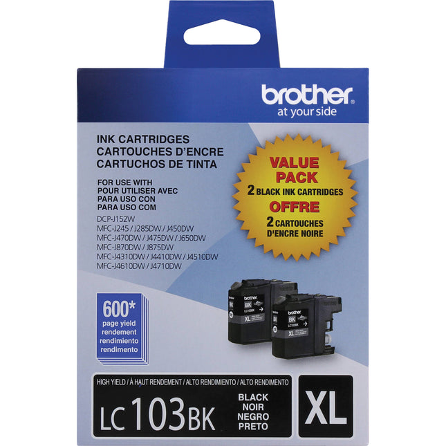 Brother LC103BK Innobella Cartucho de Tinta Negro 2-Pack Alta Capacidad XL
