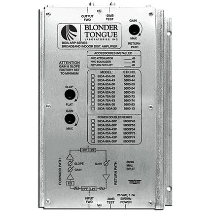 Blonder Tongue BIDA 550-50 Amplificador de distribución interior 50dB 47-550MHz con fuente externa