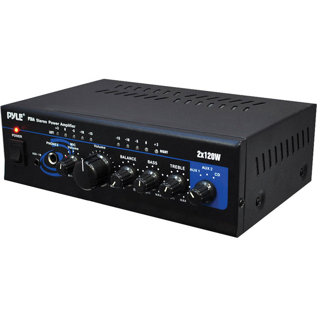Pyle Pro PTA4 Amplificador Estéreo Mini 2 x 120W Entrada AUX y CD