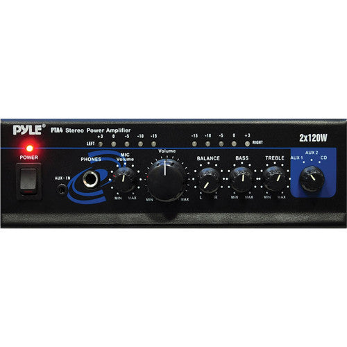 Pyle Pro PTA4 Amplificador Estéreo Mini 2 x 120W Entrada AUX y CD