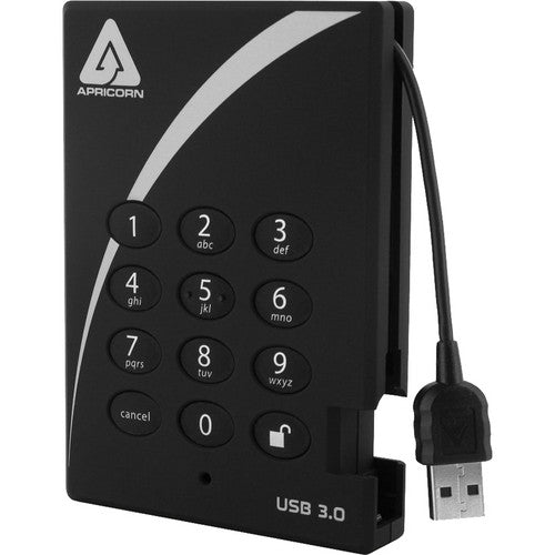 Apricorn 500GB Aegis Padlock Disco Duro Encriptado USB 3.1 Gen 1 con PIN y cifrado AES 256-bit