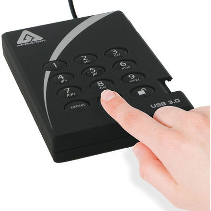 Apricorn 500GB Aegis Padlock Disco Duro Encriptado USB 3.1 Gen 1 con PIN y cifrado AES 256-bit