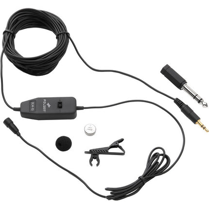 Polsen OLM-10 Micrófono Lavalier Omnidireccional con Cable 20 pies y Interruptor