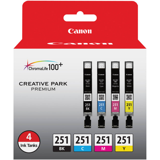 Canon CLI-251 Pack de Tinta 4 Colores para Impresoras PIXMA