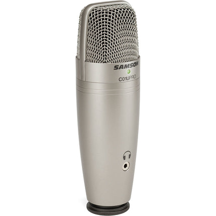 Samson C01U Pro Micrófono de Condensador USB para Estudio con Monitor Directo y Soporte de Escritorio