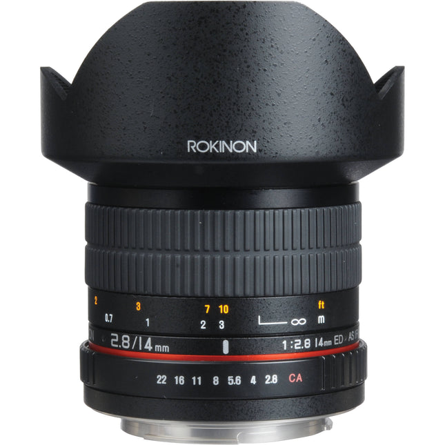 Rokinon 14mm f2.8 IF ED UMC Lente gran angular para Canon EF con parasol y funda